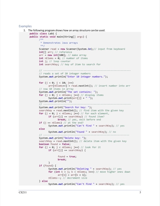 Solved Examples 1. The following program shows how an array | Chegg.com