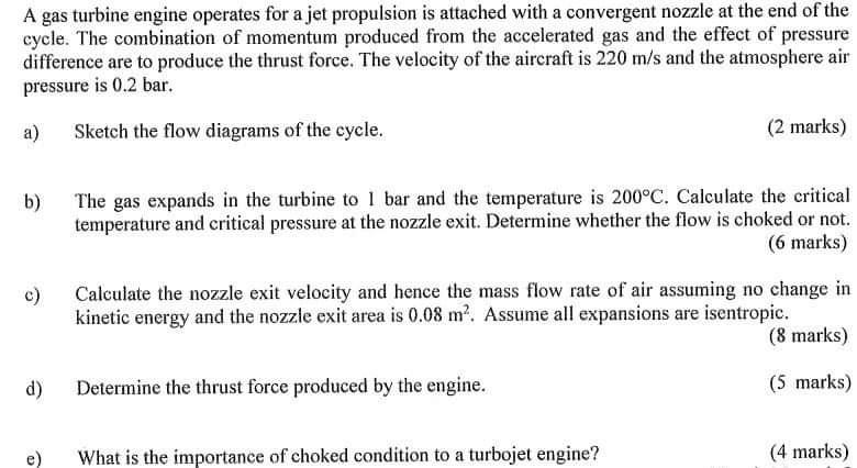 Solved A gas turbine engine operates for a jet propulsion is | Chegg.com
