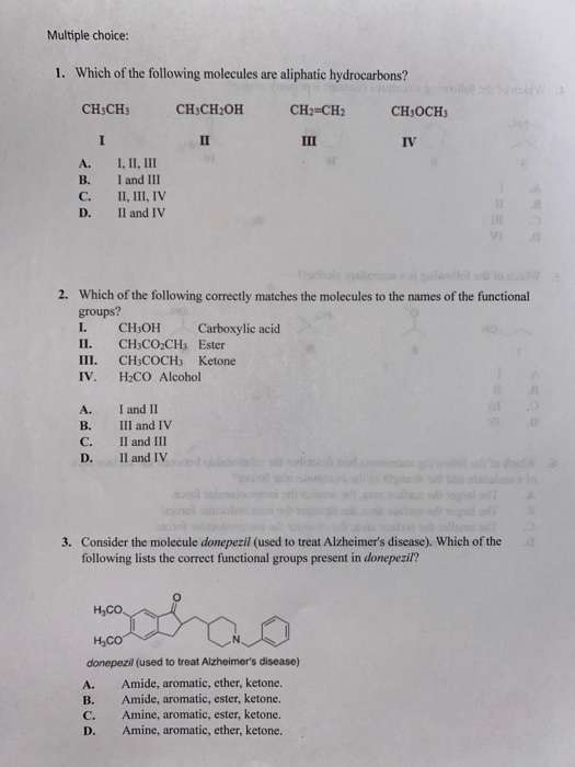 Solved Multiple choice: 1. Which of the following molecules | Chegg.com