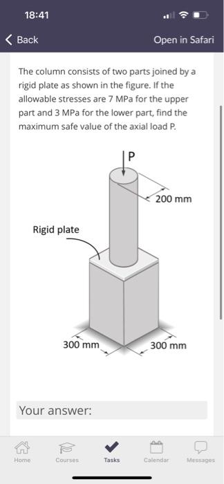 Solved The column consists of two parts joined by a rigid | Chegg.com