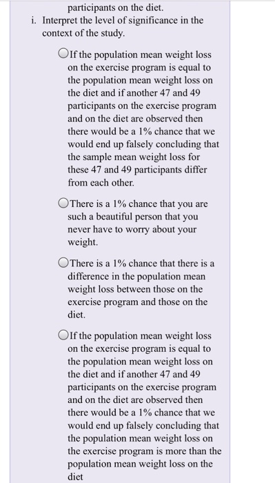 Solved Is a weight loss program based on exercise more | Chegg.com