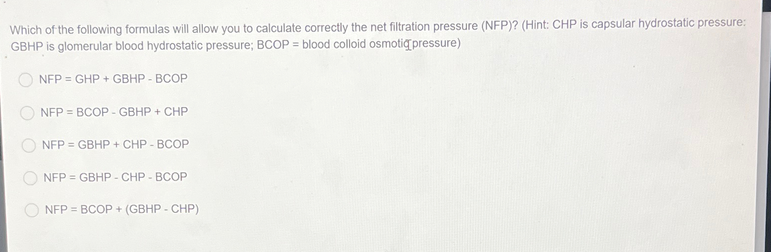Solved Which of the following formulas will allow you to | Chegg.com