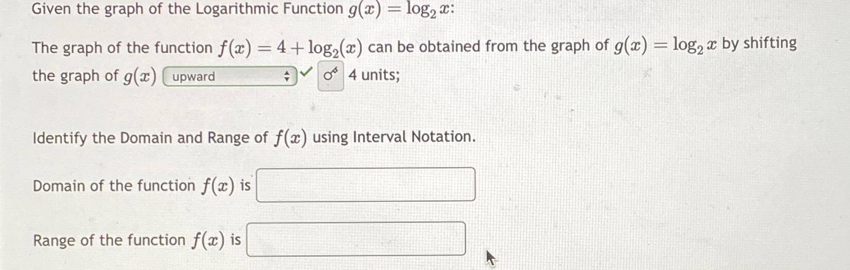 Solved Given the graph of the Logarithmic Function | Chegg.com