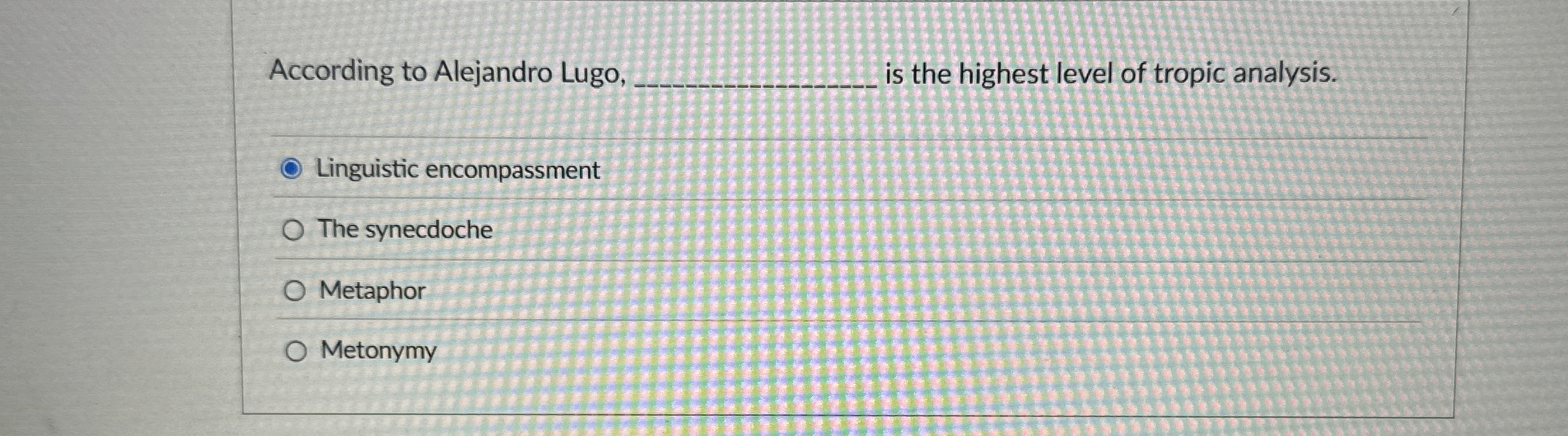 Solved According to Alejandro Lugo,is the highest level of | Chegg.com