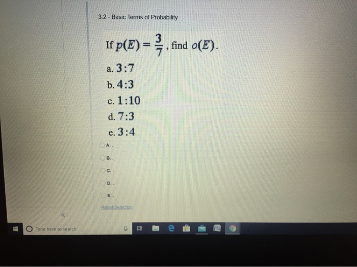 Solved 3 2 Basic Terms Of Probability If P E Find O Chegg Com