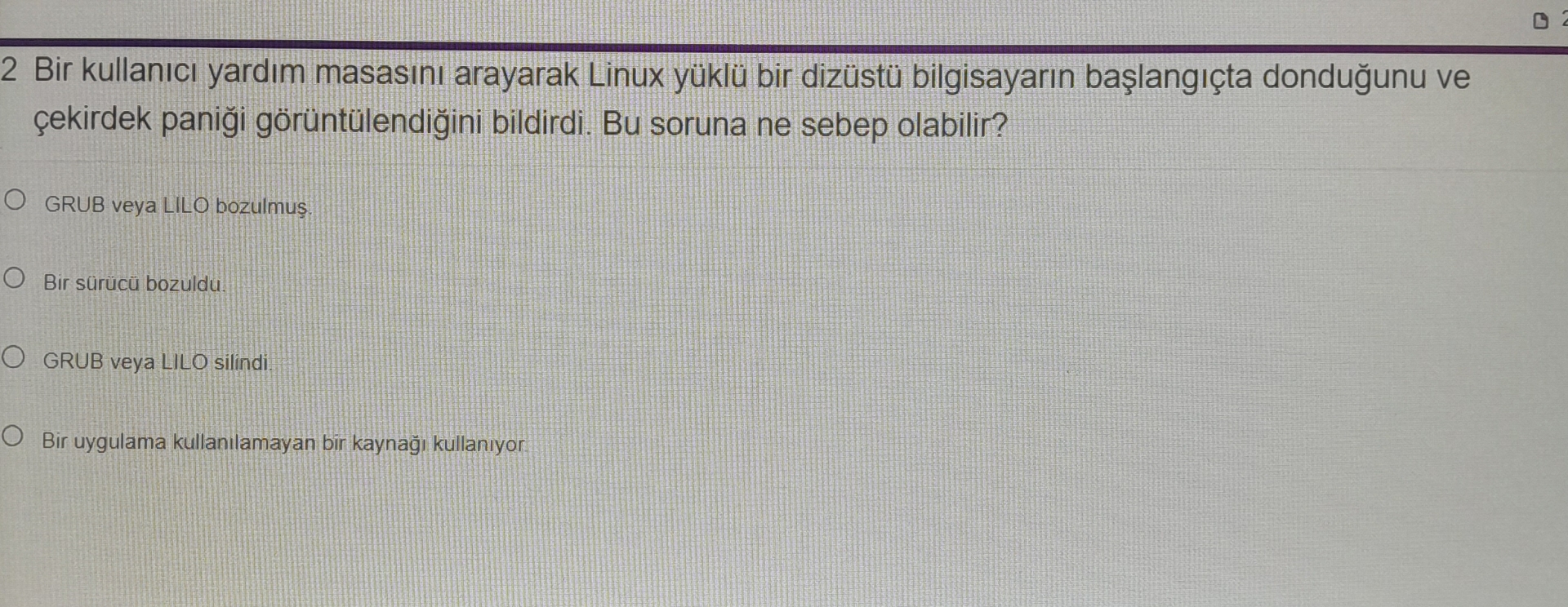 Solved 2 ﻿Bir kullanıcı ﻿yardım masasını ﻿arayarak Linux | Chegg.com