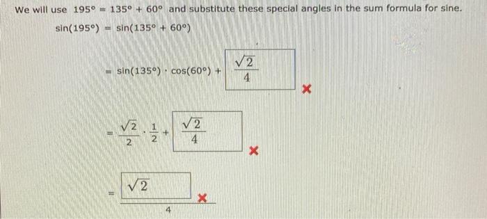 Solved We will use 195º = 135° + 60° and substitute these | Chegg.com