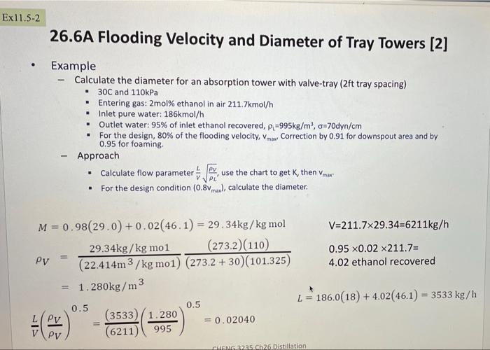Solved EF 26.6A Flooding Velocity and Diameter of Tray