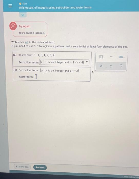 Solved SETS Writing sets of integers using setbuilder and