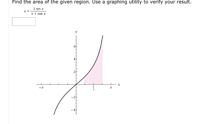 Solved Find the area of the given region. Use a graphing | Chegg.com