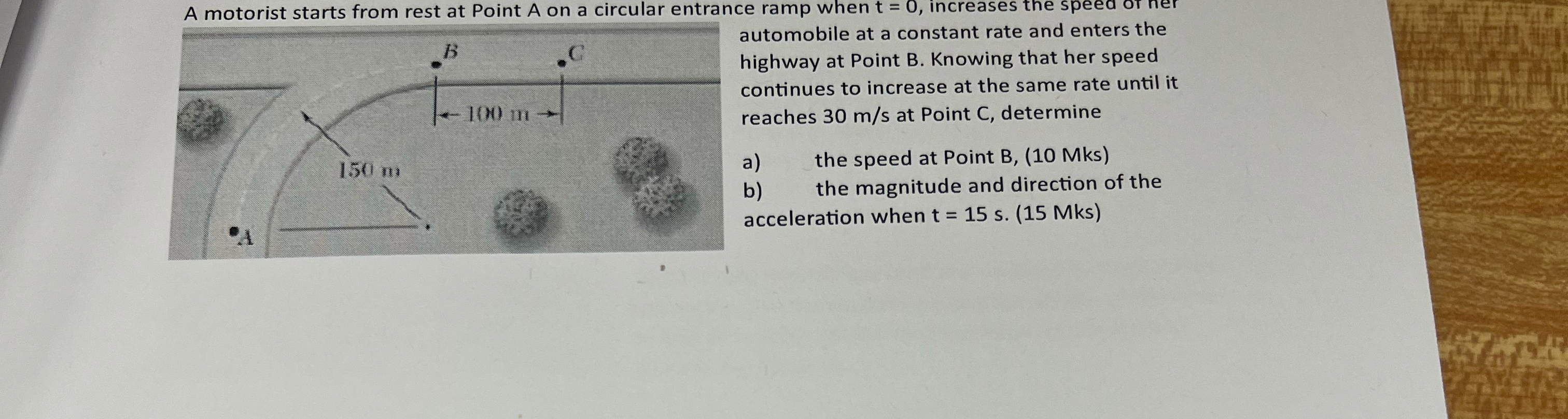 Solved A Motorist Starts From Rest At Point A ﻿on A Circular | Chegg.com