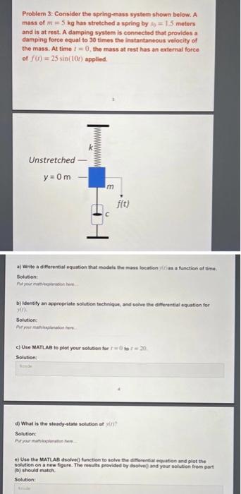 Solved Problem 3: Consider The Spring-mass System Shown | Chegg.com