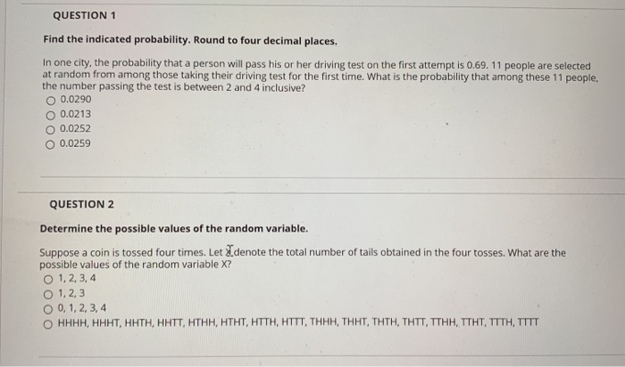 Solved QUESTION 1 Find the indicated probability. Round to | Chegg.com