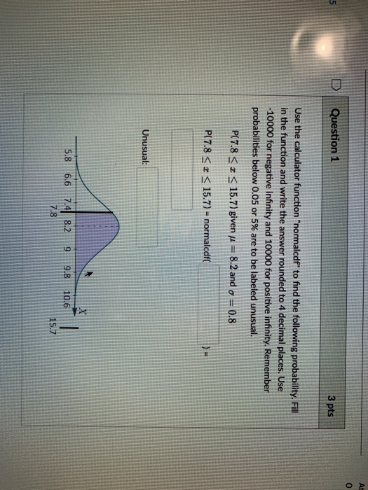 Solved At 0 Question 1 3 pts Use the calculator function | Chegg.com