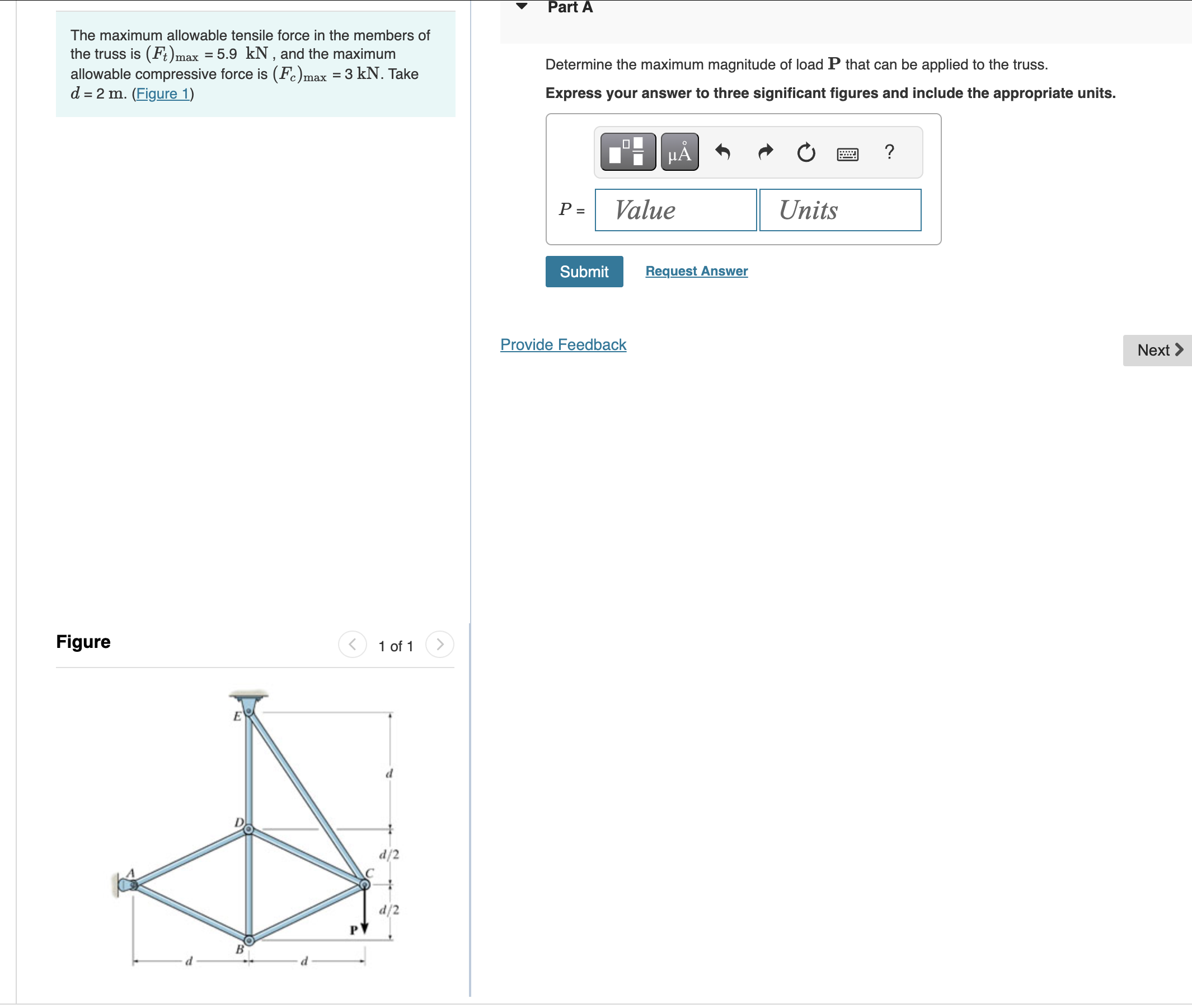 Solved The maximum allowable tensile force in ﻿the members | Chegg.com