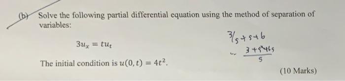 Solved (b) Solve The Following Partial Differential Equation | Chegg.com