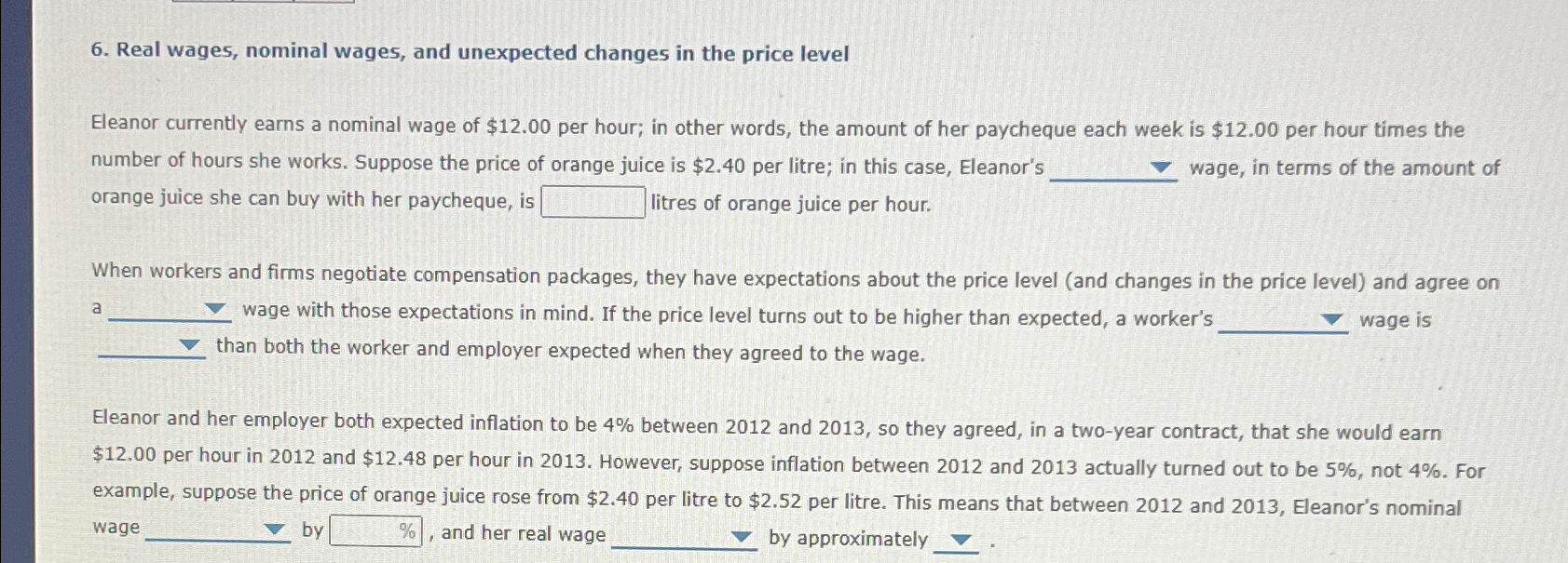 Solved Real wages, nominal wages, and unexpected changes in | Chegg.com