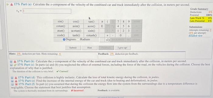 Solved (20\%) Problem 3: A car of mass 2400 kg collides with | Chegg.com