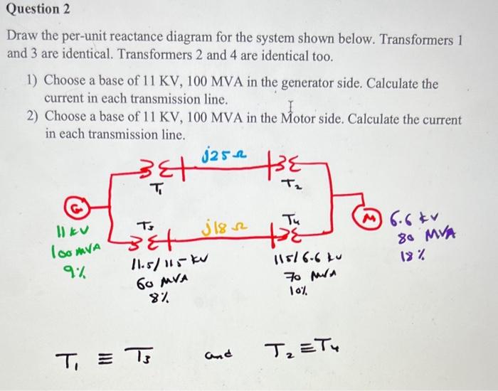 Draw The Per-unit Reactance Diagram For The System | Chegg.com