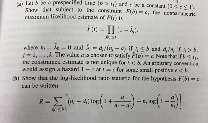 I Et B Be A Prespecified Time B Ti And C Be A Chegg Com