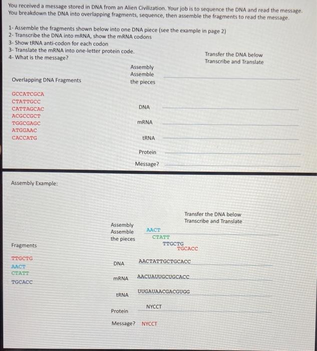 You received a message stored in DNA from an Alien Civilization. Your job is to sequence the DNA and read the message. You br