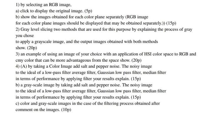 Solved 1) by selecting an RGB image, a) click to display the | Chegg.com