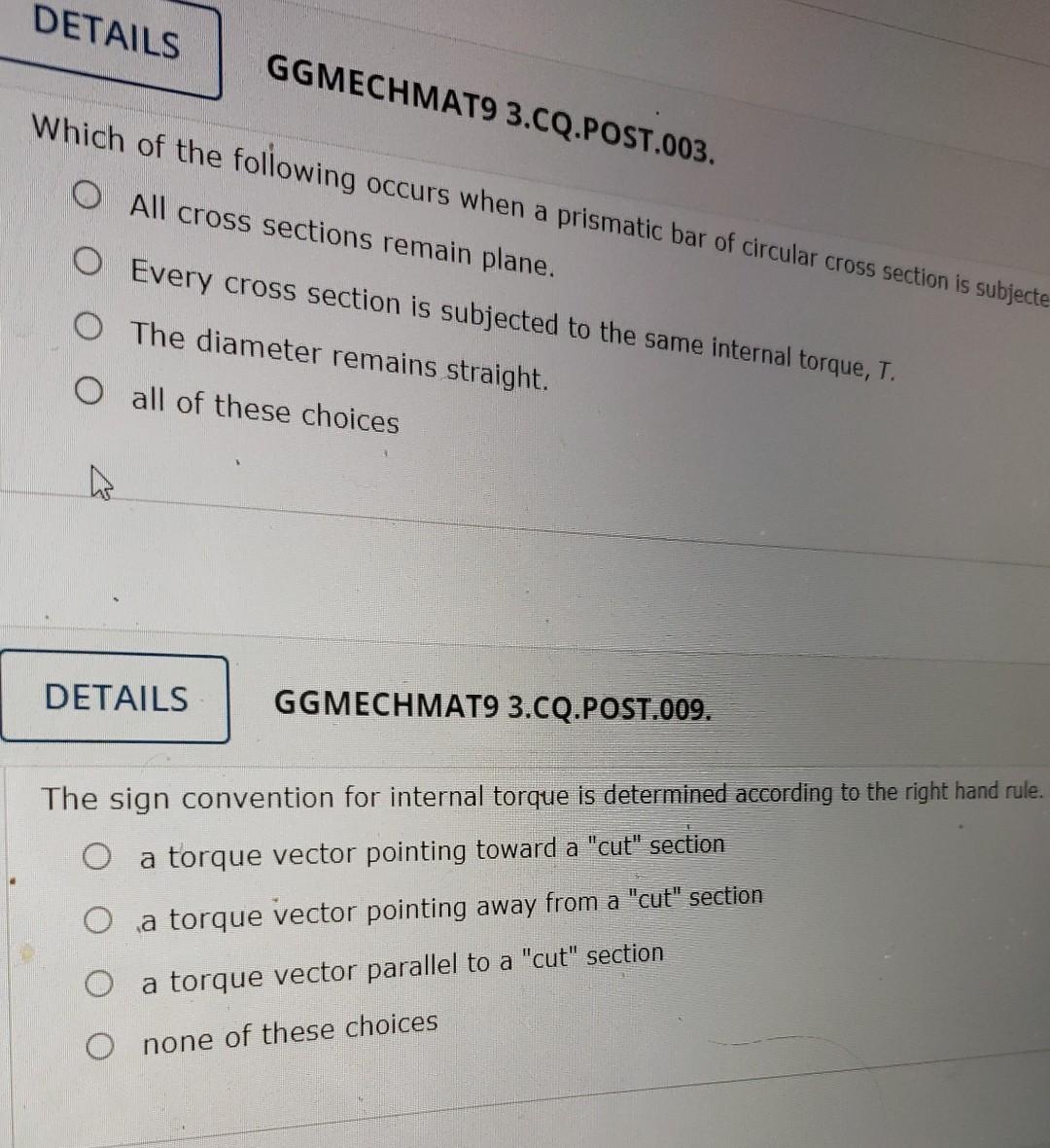 Solved DETAILS GGMECHMAT9 1.CQ.POST.006. The most | Chegg.com