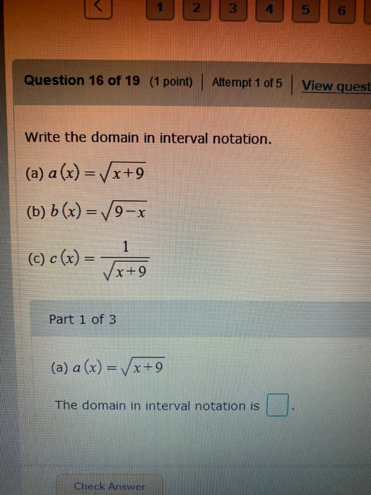 Solved 2 3 4 5 6 Question 16 of 19 (1 point) Attempt 1 of 5 | Chegg.com