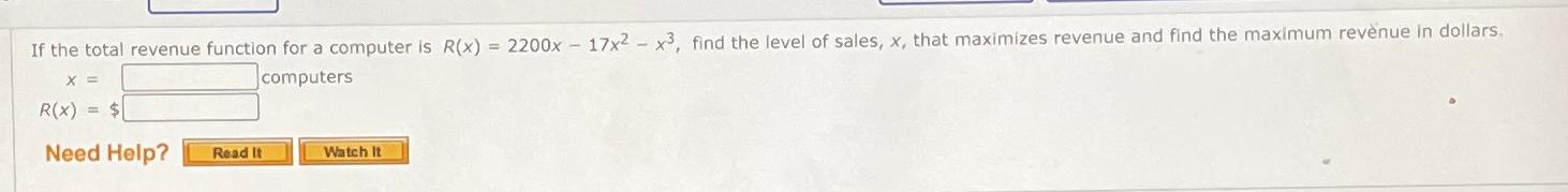 Solved If the total revenue function for a computer is | Chegg.com