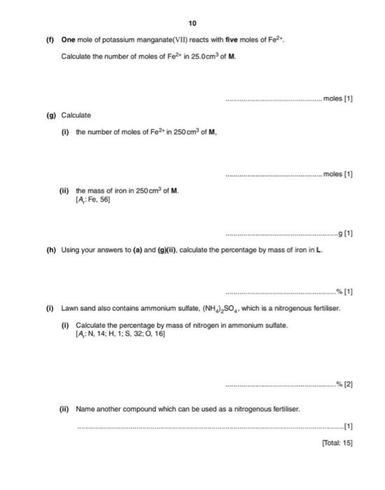 Solved (d) The Student Does Three Titrations. The Diagrams 