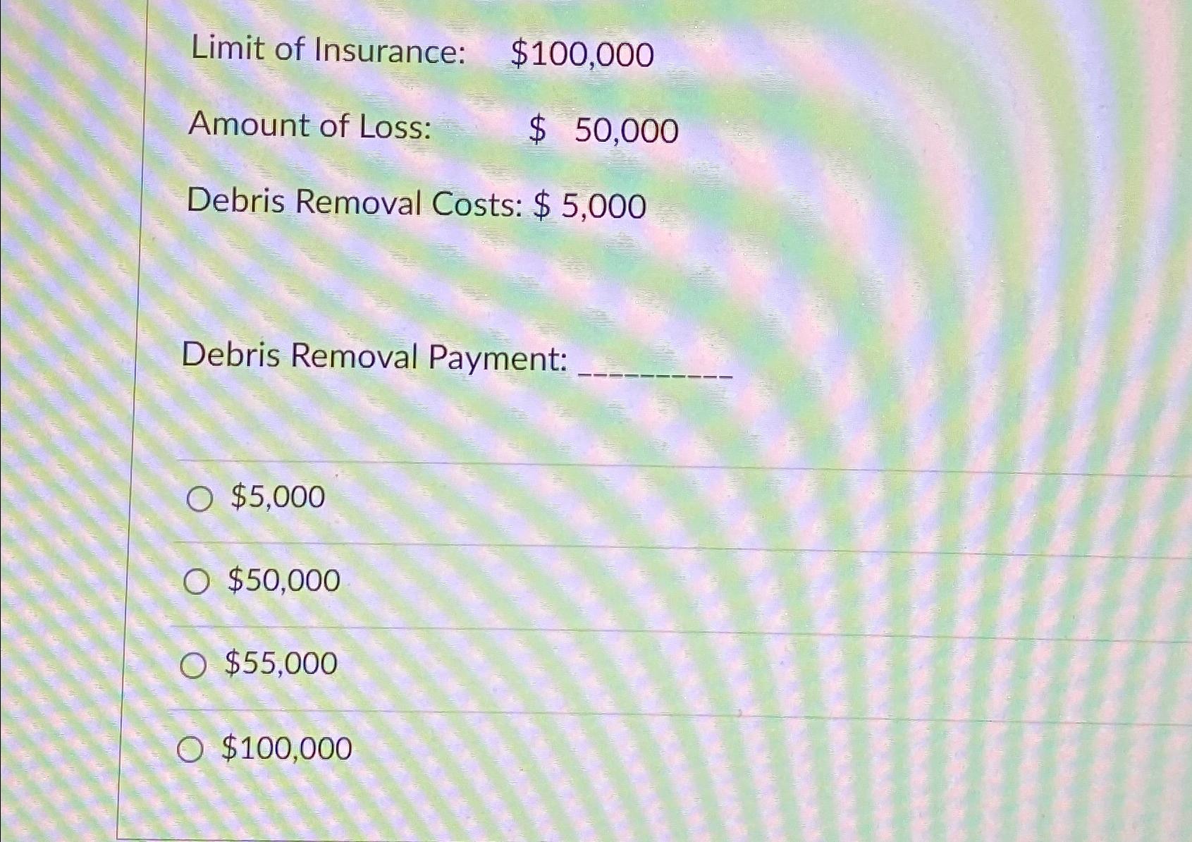 Solved Limit of Insurance ,100,000Amount of Loss