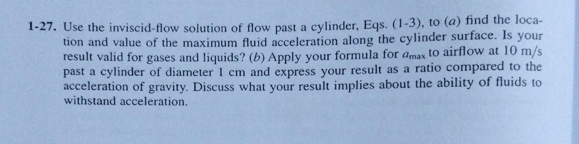 1-27. Use the inviscid-flow solution of flow past a | Chegg.com