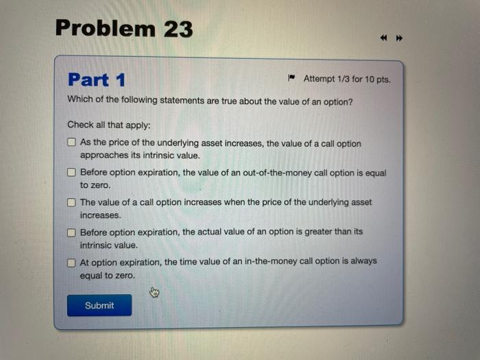 Solved Problem 23 Part 1 Attempt 1/3 for 10 pts. Which of | Chegg.com