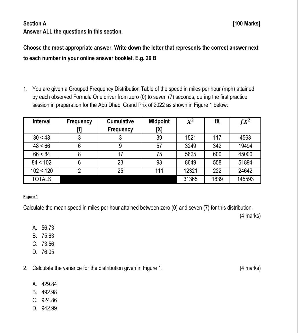 Solved Section A [100 Marks] Answer ALL the questions in | Chegg.com