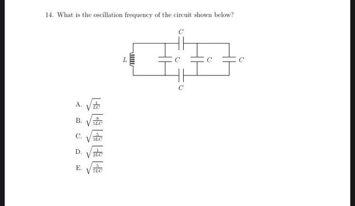 Solved 14. What is the oscillation frequency of the circuit | Chegg.com