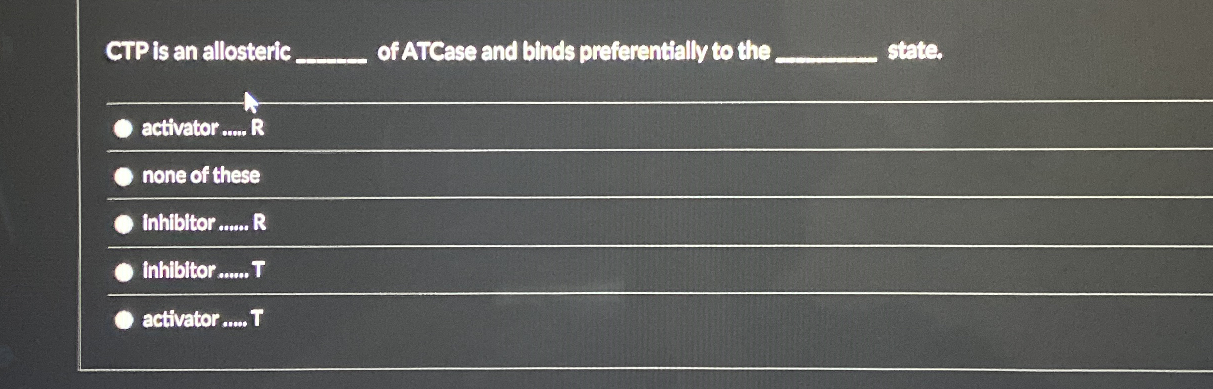 Solved CTP is an allosteric q, ﻿of ATCase and binds | Chegg.com
