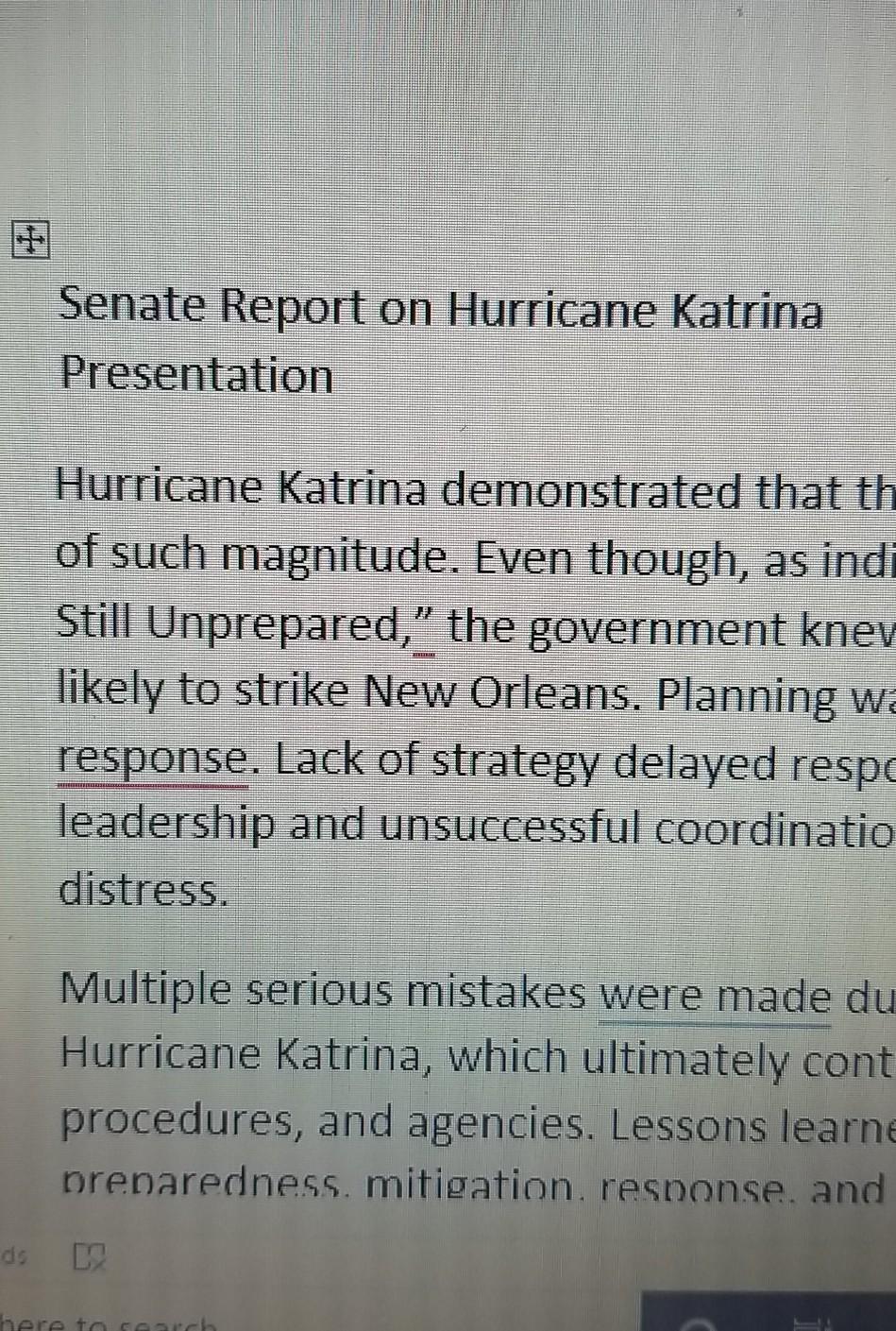 senate report on hurricane katrina presentation