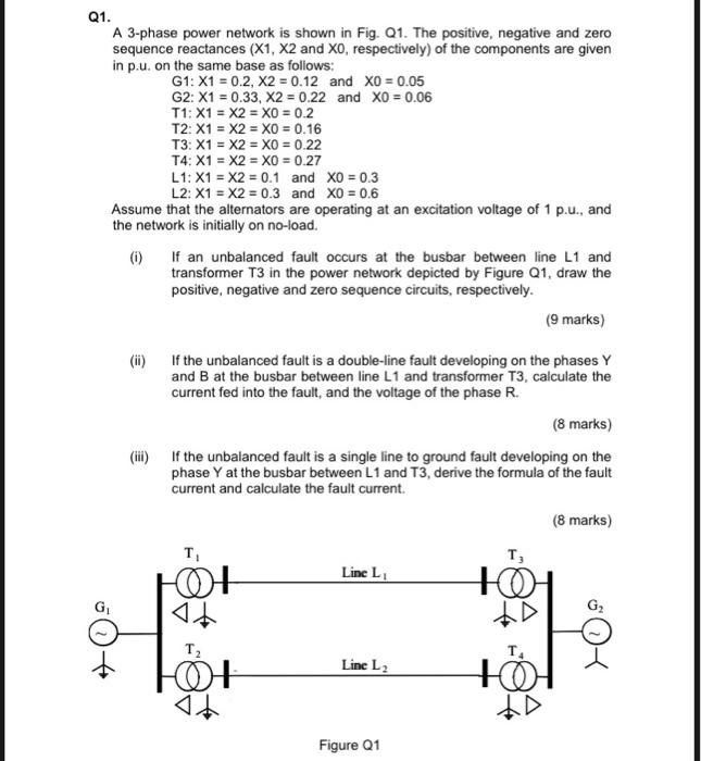 Solved Q1. A 3-phase power network is shown in Fig. 21. The | Chegg.com