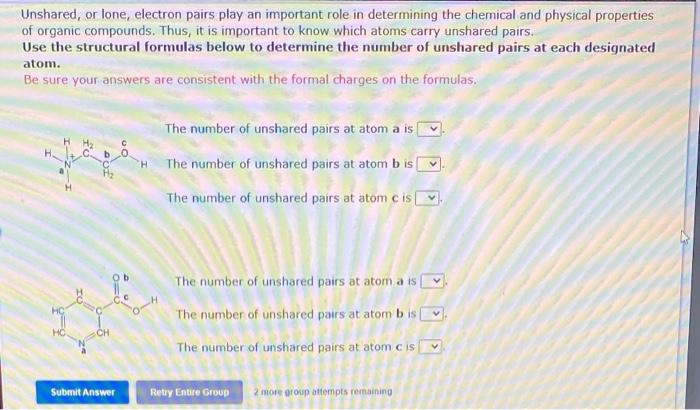 Solved Unshared, or lone, electron pairs play an important | Chegg.com
