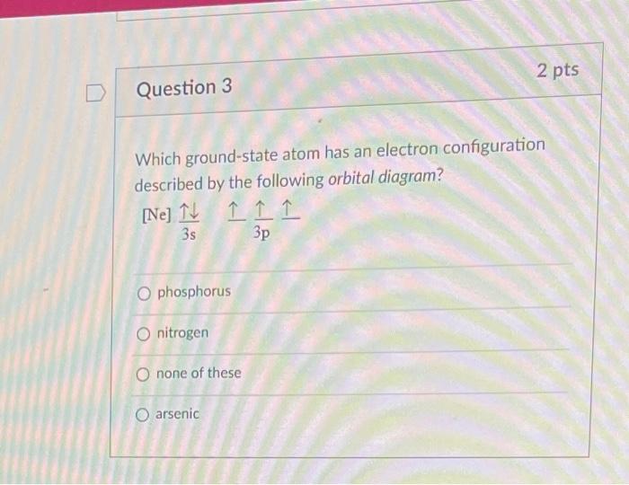 Which ground-state atom has an electron configuration described by the following orbital diagram?
\[
[\mathrm{Ne}] \frac{\upa