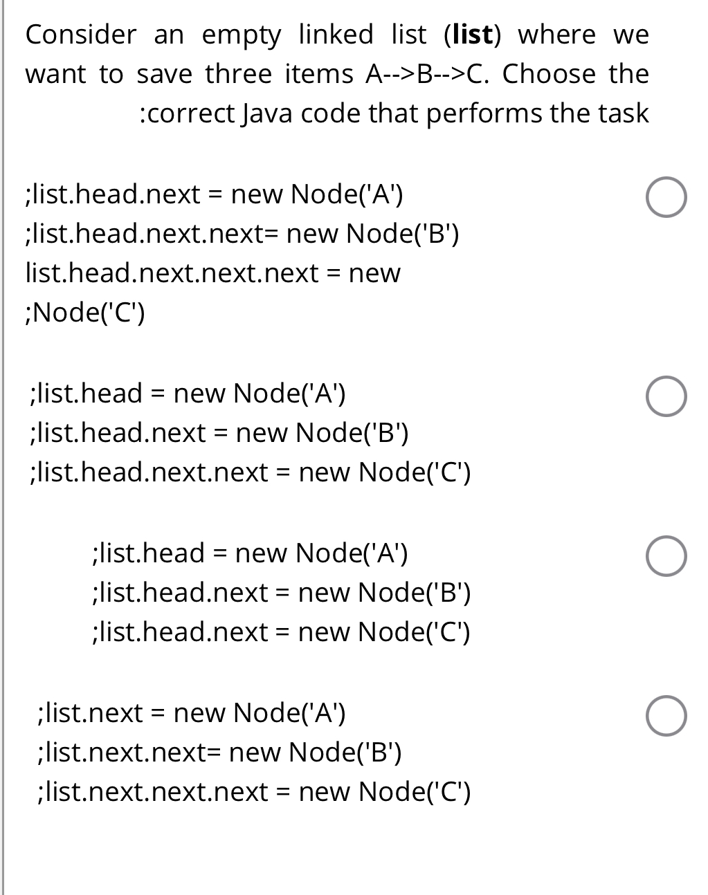 Solved Consider an empty linked list (list) ﻿where we want | Chegg.com