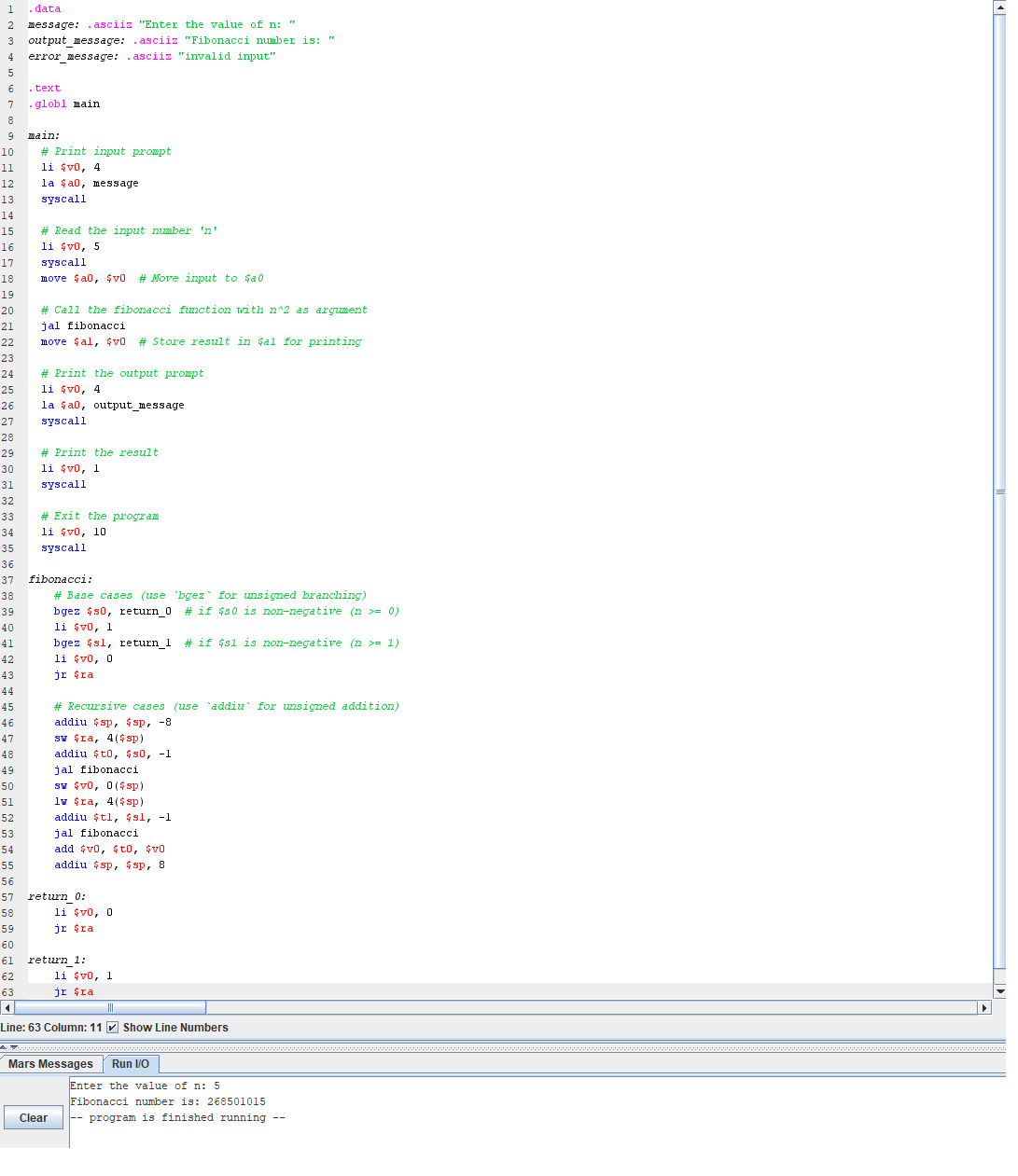 why does my code always ouput the fibonacci number | Chegg.com