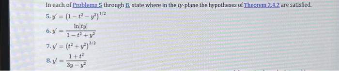 In each of Problems 5 through 8 , state where in the | Chegg.com