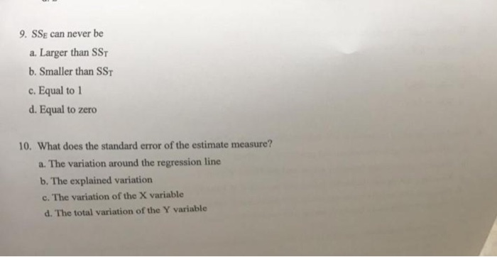 Solved 9. SSg can never be a. Larger than SST b. Smaller | Chegg.com