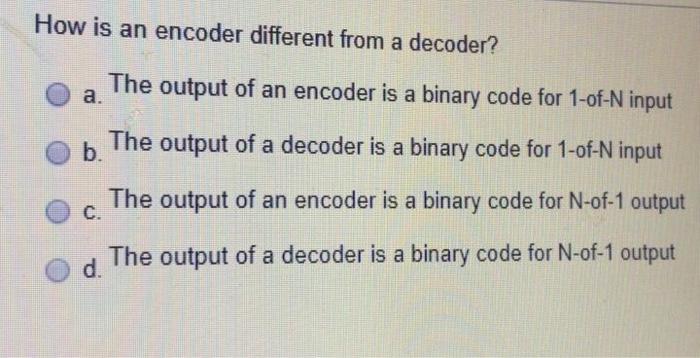 Solved How is an encoder different from a decoder? The | Chegg.com