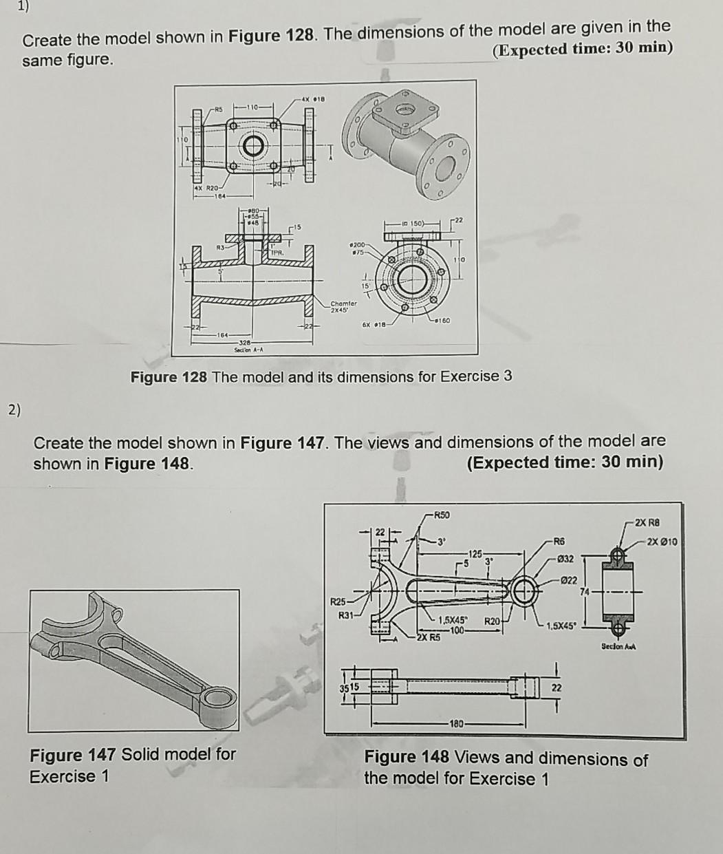 Solved 1) Create the model shown in Figure 128. The | Chegg.com