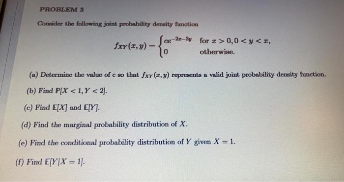 Solved PROBLEM S Consider the following joint probability | Chegg.com