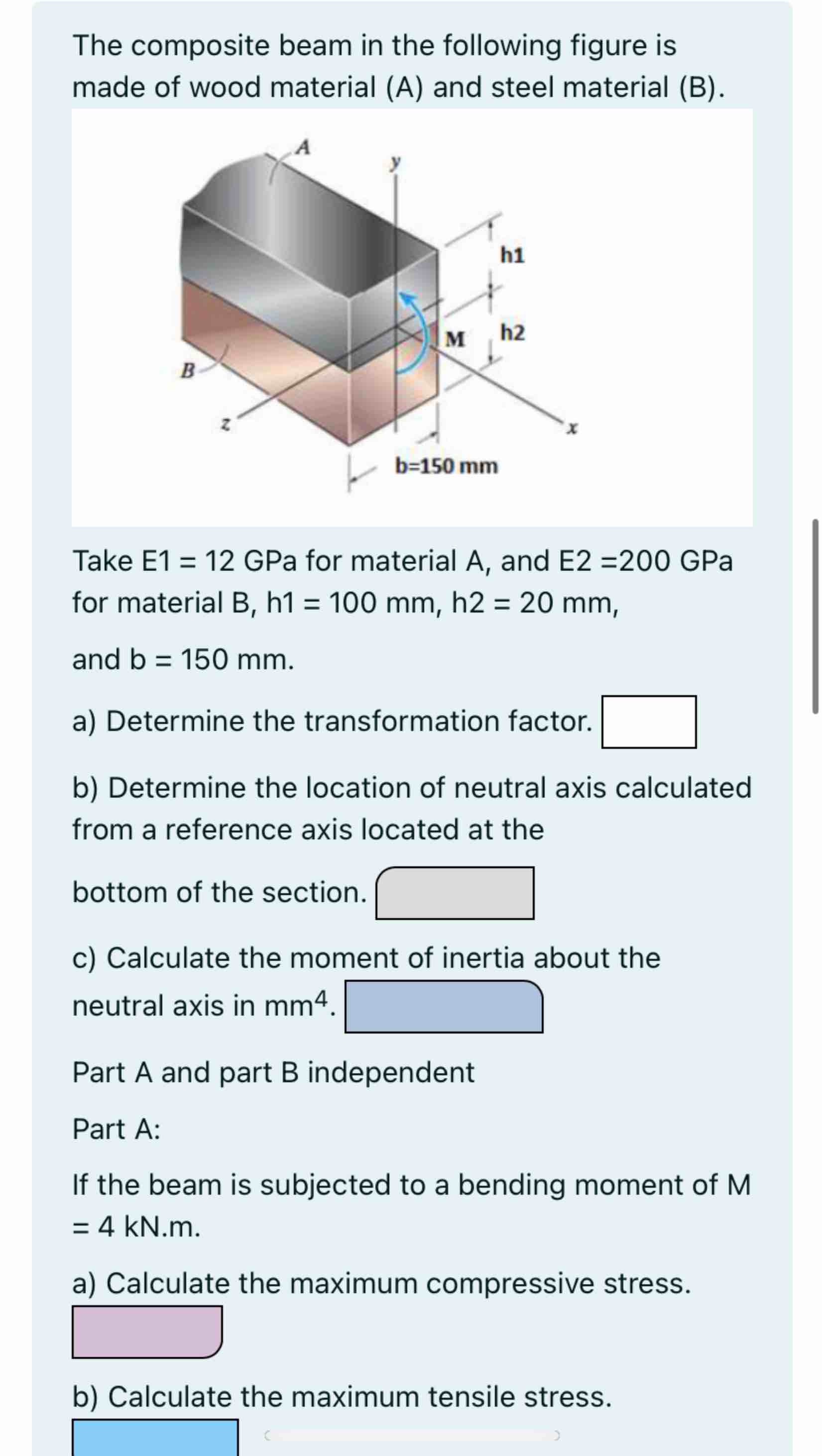 Solved The composite beam in the following figure is made of | Chegg.com