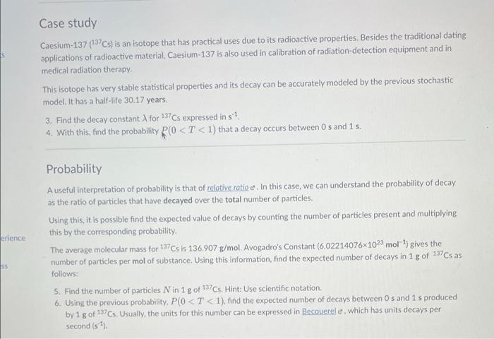 Solved Theory Particle Decay Can Be Modeled Using | Chegg.com