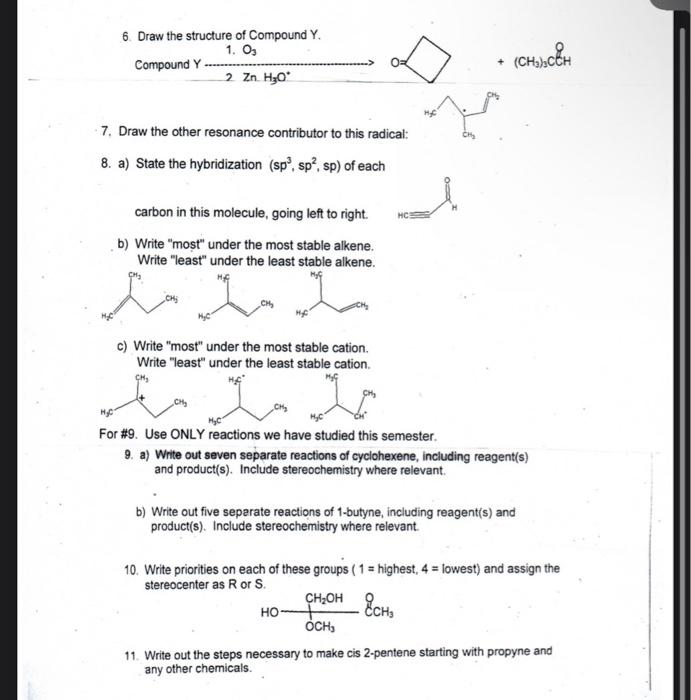 Solved 6. Draw the structure of Compound Y. 1. Os Compound Y | Chegg.com